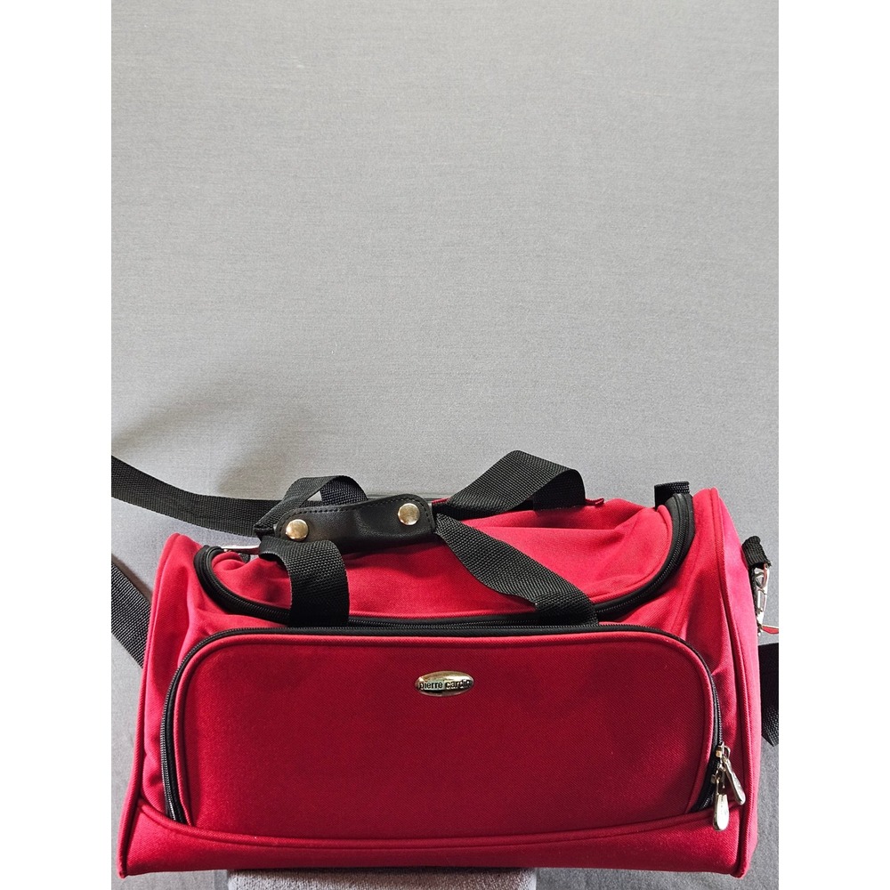 Pierre Cardin Red Canvas Duffel Bag Weekend Travel Gym Carry On (sku 153)